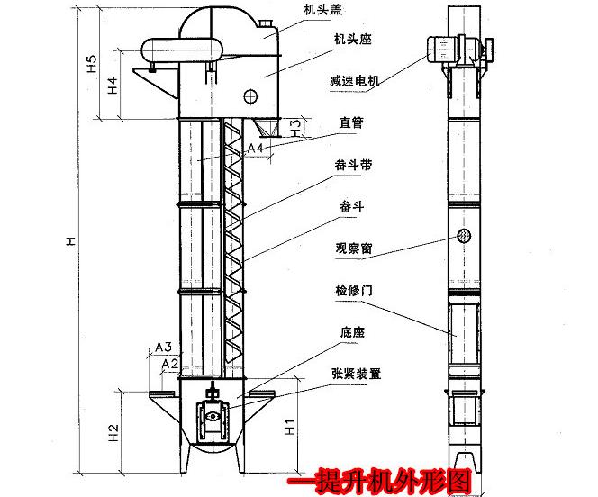 不鏽鋼板鏈鬥式提升機圖紙展示